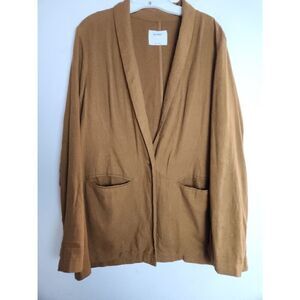 Old Navy Women Camel Brown Linen Blend Single Button Blazer size Large